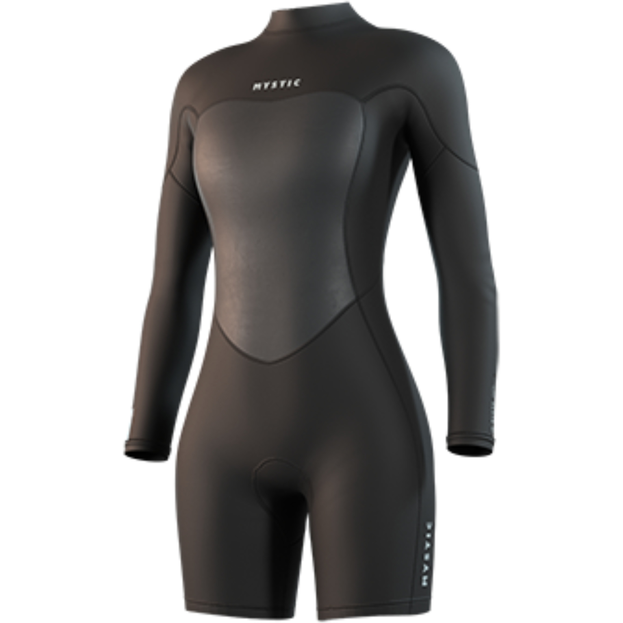 2026 Mystic Femmes Brand 3/2mm Long Arm Back Zip Shorty Combinaison N&eacute;opr&egrave;ne 35000.250063 - Black